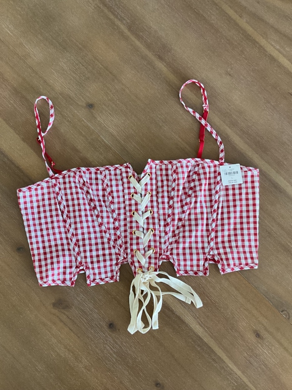 Anthropologie - Red Gingham Corset/Bustier  - Large